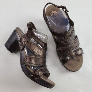 Dansko Nina Slingback Platform Sandal Womens 9.5-10 40 Brown Leather Heeled Shoe